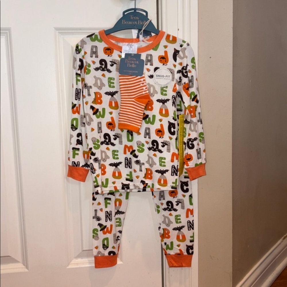 New Tres Beau et Belle‎ Kids 3T Halloween Pajamas Viscose Bamboo Ghost Pumpkin